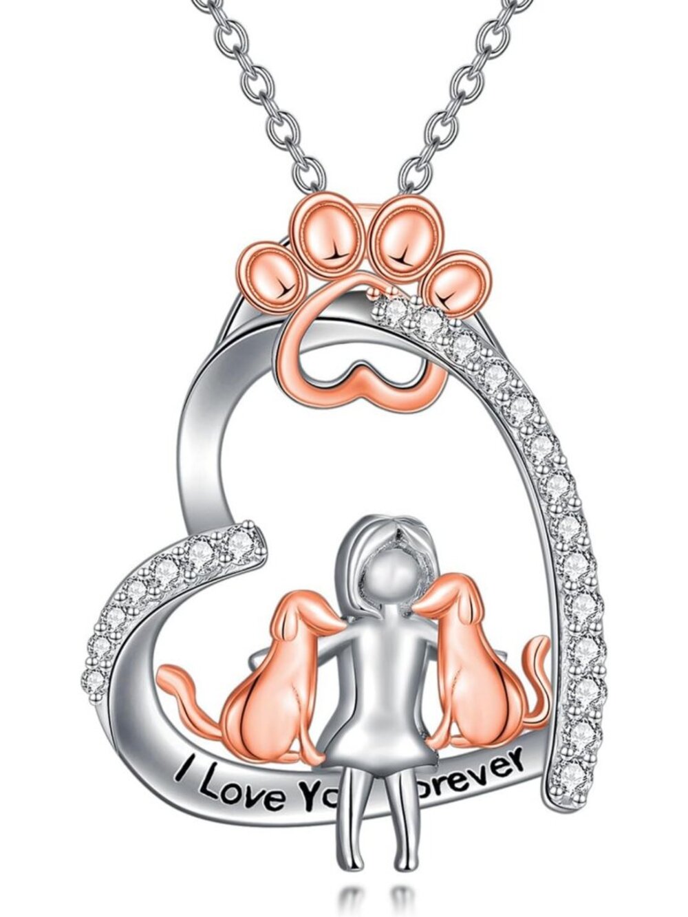 Sterling Silver Heart Dog Pendant Necklace for Dog Lovers - Perfect Gift for